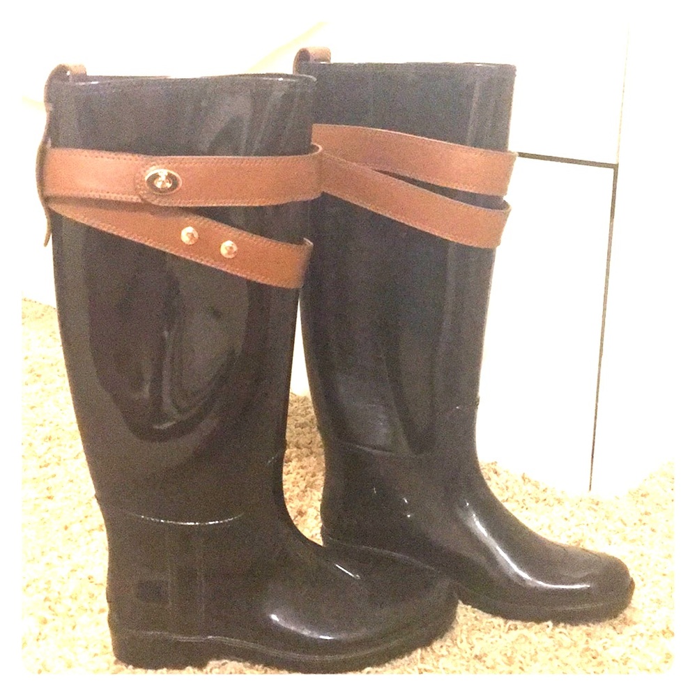 Black Coach Rain Boots